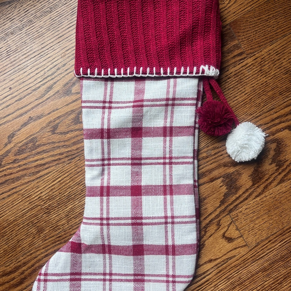 Red and White Plaid Christmas Stocking